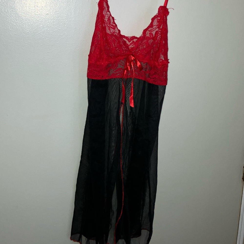 Red and Black Lace Lingerie Set